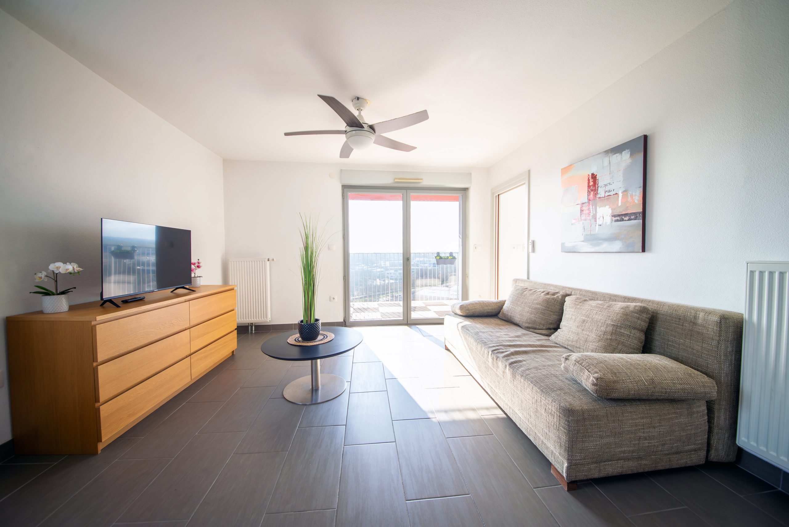 Salon TV appart hôtel Mulhouse zone du Trident